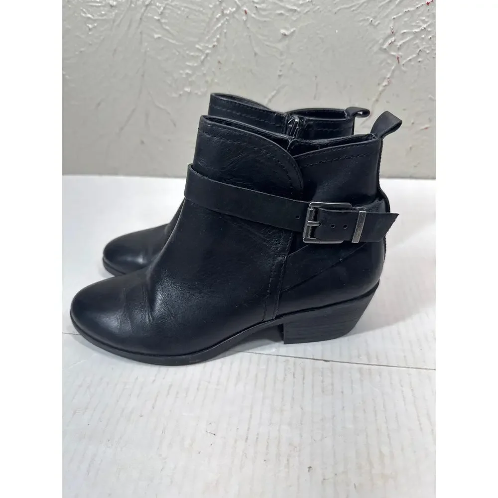 Vince‎ Camuto Women’s Peamer Ankle Boots Black Leather Buckle Straps Size 6.5